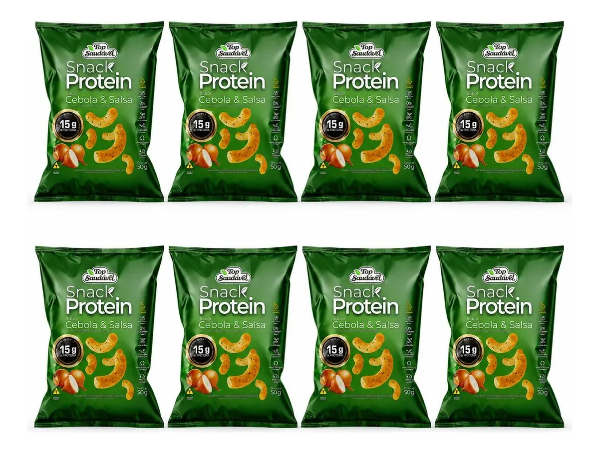 Kit 8 Snack Proteico Cebola Salsa 15g Proteína Saudável 50g