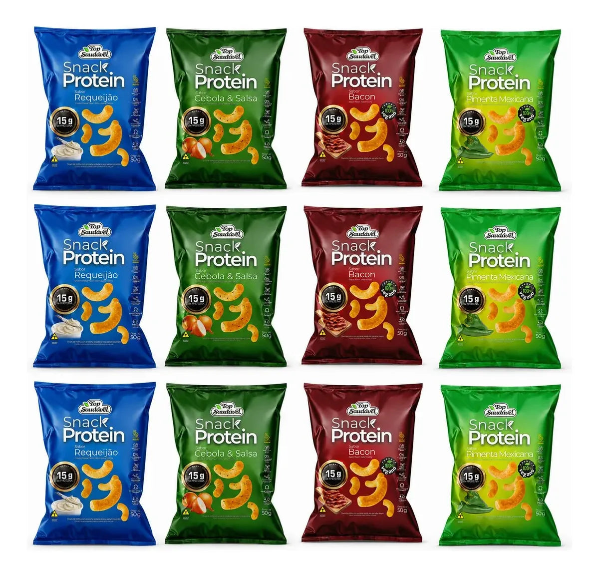 Kit 12 Snack Proteico Mix 15g Proteína Fit Saudável 50g