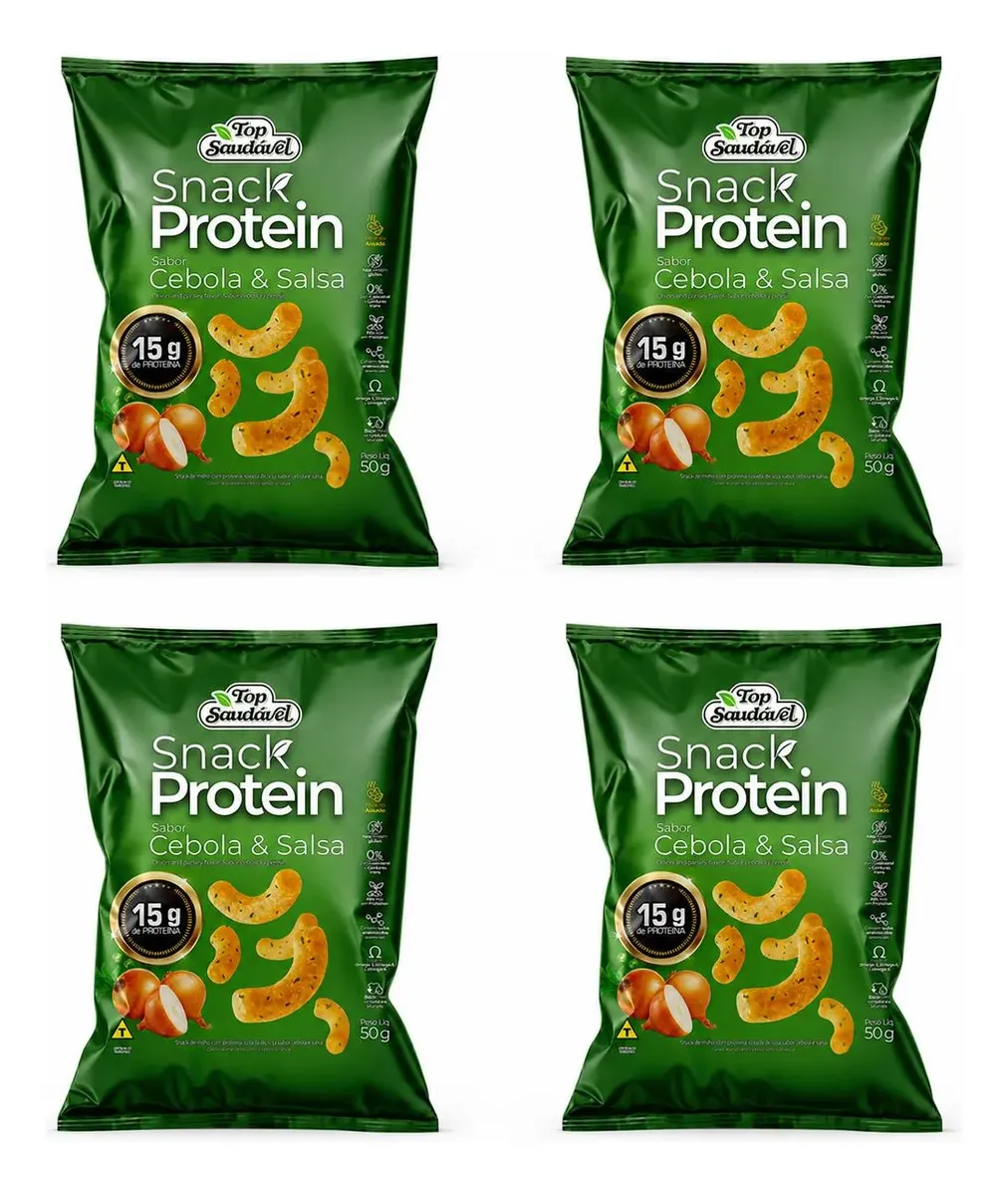 Kit 4 Snack Proteico Cebola Salsa 15g Proteína Saudável 50g