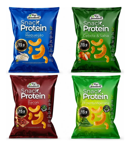 Kit 4 Snack Proteico Mix Degustação 15g Proteína Fit 50g