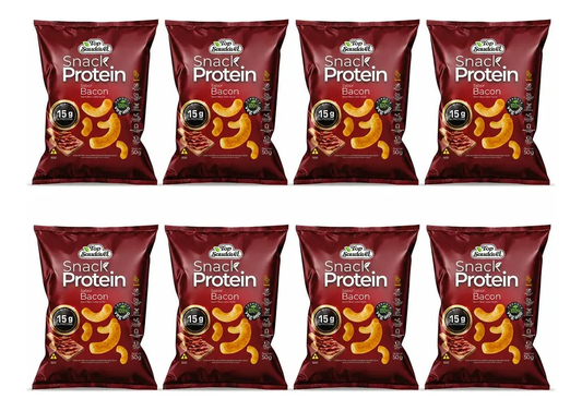 Kit 8 Snack Proteico Bacon 15g Proteína Vegano 50g