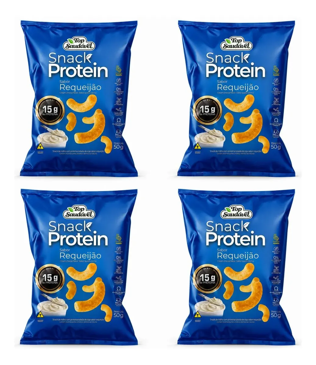 Kit 4 Snack Proteico Requeijão 15g Proteína Fit Saudável 50g