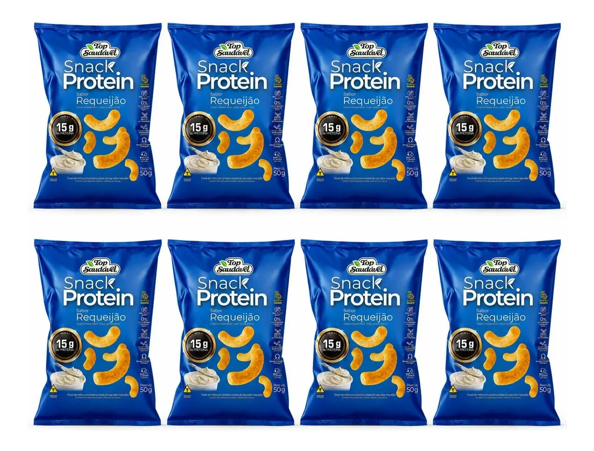 Kit 8 Snack Proteico Requeijão 15g Proteína Fit Saudável 50g