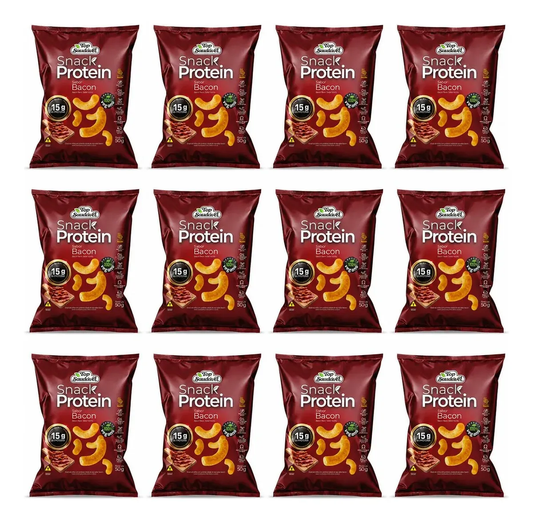 Kit 12 Snack Proteico Bacon 15g Proteína Vegano 50g
