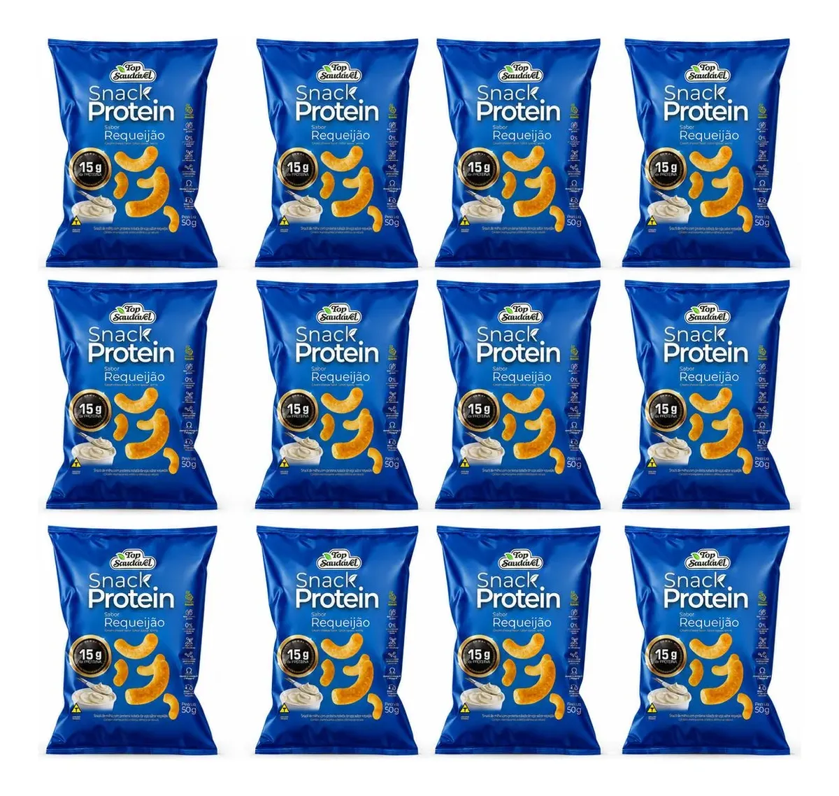 Kit 12 Snack Proteico Requeijão 15g Proteína Saudável 50g