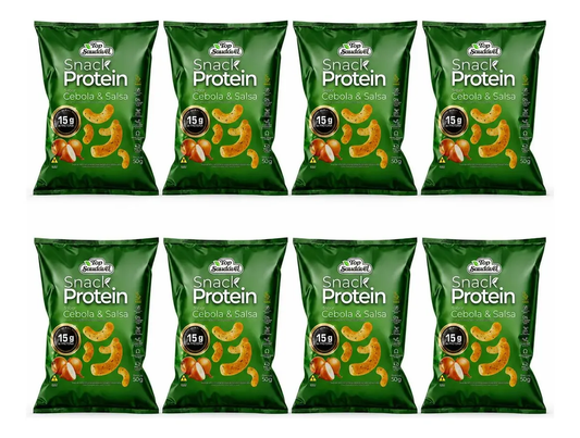 Kit 8 Snack Proteico Cebola Salsa 15g Proteína Saudável 50g
