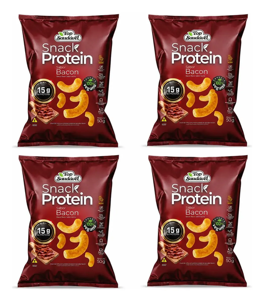 Kit 4 Snack Proteico Bacon 15g Proteína Vegano 50g